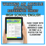 Writing an Article Analysis Reference Sheet | Secondary English