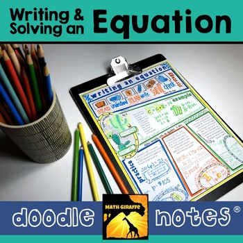 Preview of Writing an Equation Doodle Note | Problem Solving Strategy | Defining Variables