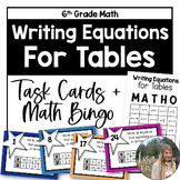 Writing Equations for Tables- 6th Grade Math Task Cards and Bingo