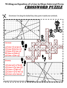Writing an Equation of a Line Crossword INB and Google Slide by MATH SQUARE