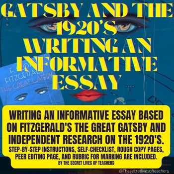 Preview of Writing an Informative essay - The Great Gatsby and the roaring 20's.