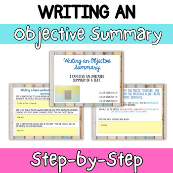 Preview of Writing an Objective Summary Step by Step Guide- 6th, 7th, 8th Grade