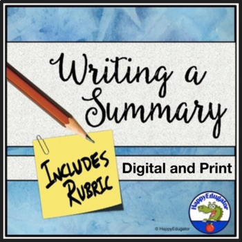 Preview of Writing an Objective Summary - Summarizing Analysis Assignments & Rubrics