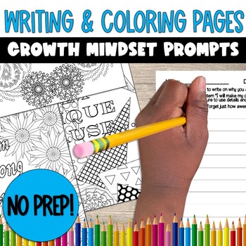 Preview of Writing and Coloring Pages - Growth Mindset Prompts