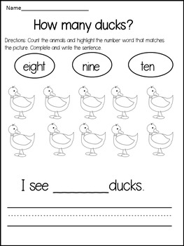 number words 1 10 worksheets by danas wonderland tpt