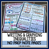 Writing and Graphing Inequalities No Prep Note Pages