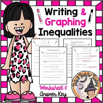 Preview of Writing and Graphing Inequalities Worksheet and Answer Key Real World