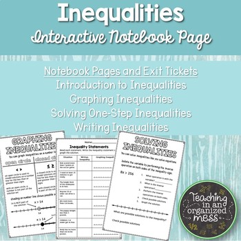 Preview of Writing, Graphing, and Solving Inequality Notes