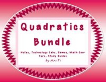 Preview of Quadratic Functions - Bundled Notes, Games, Labs, Study Guides (17 products)