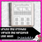 Writing and Graphing Vertical and Horizontal Lines Notes