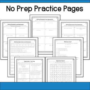 Writing and Interpreting Expressions Worksheets by Hello Learning