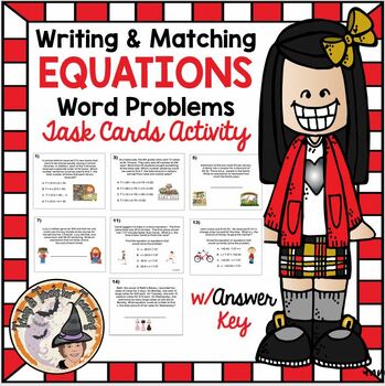 Preview of Writing and Matching Equations Word Problems Math Stations Group Activity KEY