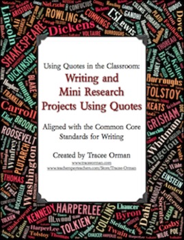 Preview of Writing and Mini Research Activities Using Quotes