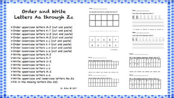 Writing And Ordering Uppercase And Lowercase Letters Aa Zz Tpt
