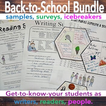 Preview of Back-to-School Bundle: Writing and Reading Surveys and Hexagon Icebreaker