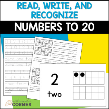 Preview of Reading, Writing, & Recognizing Numbers to 20 | Printables & Flashcards