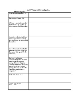 Preview of Writing and Solving Equations