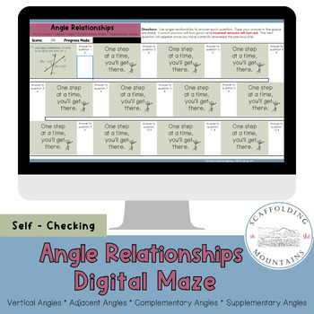 Writing and Solving Equations Using Angle Relationships Self Checking Maze