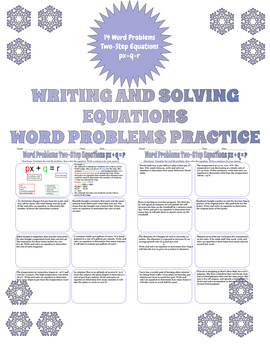 Preview of Writing and Solving Equations Word Problems