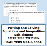 Writing and Solving Equations and Inequalities Exit Ticket