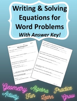 Preview of Writing and Solving Equations for Word Problems