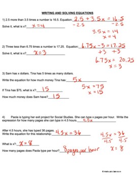 assignment 11 writing equations from word problems