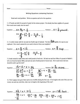 Preview of Writing and Solving Equations with Fractions