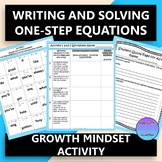 Writing and Solving One Step Equations Growth Mindset Activity 