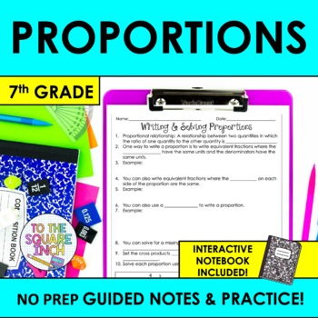 Preview of Writing and Solving Proportions Notes & Practice | + Interactive Notebook Format