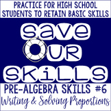 Writing and Solving Proportions Practice Worksheet SOS (Sa