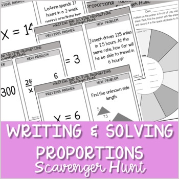 Preview of Writing and Solving Proportions Activity  7.RP.2 & 7.RP.3