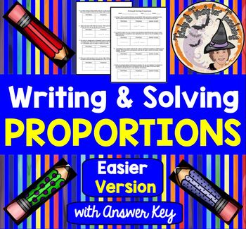 Preview of Writing and Solving Proportions Word Problems with Answer KEY EASIER version