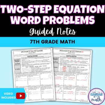 Preview of Writing and Solving Two Step Equations Guided Notes Lesson 7th Grade Math