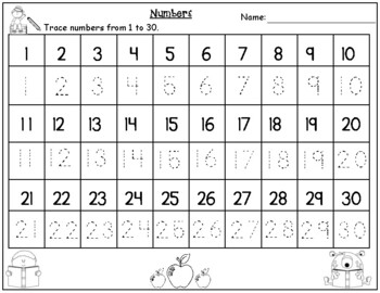 writing and tracing numbers 1 30 by kids learning basket tpt