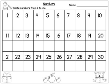 Writing and Tracing Numbers 1-30 by Kids' Learning Basket | TpT