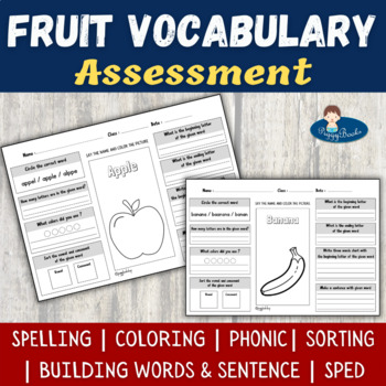 Preview of Writing assessment Worksheets Special education | Fruit Vocabularies