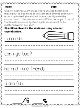 Writing assessments for Kindergarten Common Core with RTI and IEP goals