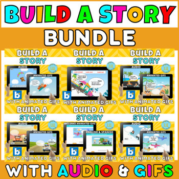 Preview of Writing center Build a story creative writing picture prompts boom cards bundle