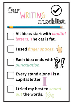 Preview of Writing checklist Junior Years