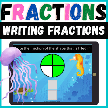 Preview of Writing Fractions Under the Water Theme Boom Cards