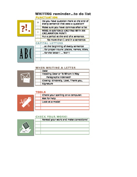 Preview of Writing friendly letter checklist/grading rubric