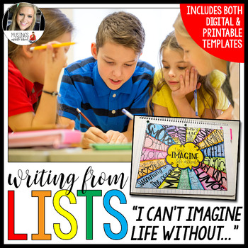 Preview of Writing from Lists: I Can't Imagine Life Without... - Digital and Printable