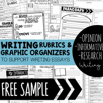 Preview of Writing graphic organizers, rubrics, and handouts FREEBIE SAMPLE