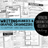 Writing graphic organizers, rubrics, and handouts to support WRITING ESSAYS
