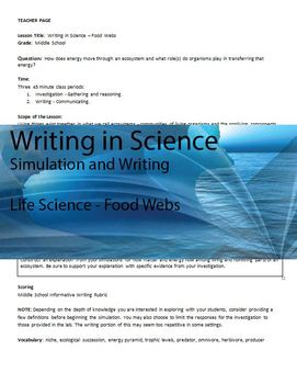 Preview of Writing in Life Science - Food Webs