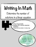 Writing in Math: Determining the Number of Solutions to a 
