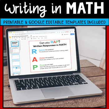 Preview of Writing in Math - Editable Templates