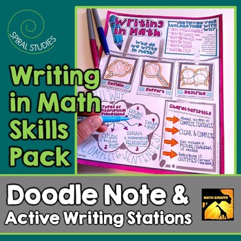 Preview of Writing in Math Skills Pack: Doodle Note & Writing Practice Stations