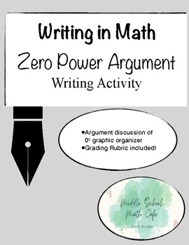 Preview of Writing in Math: Zero Power Argument Writing Activity