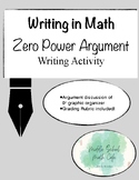 Writing in Math: Zero Power Argument Writing Activity